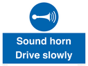 sound-horn-drive-slowly-warehousing-and-delivery-sign~